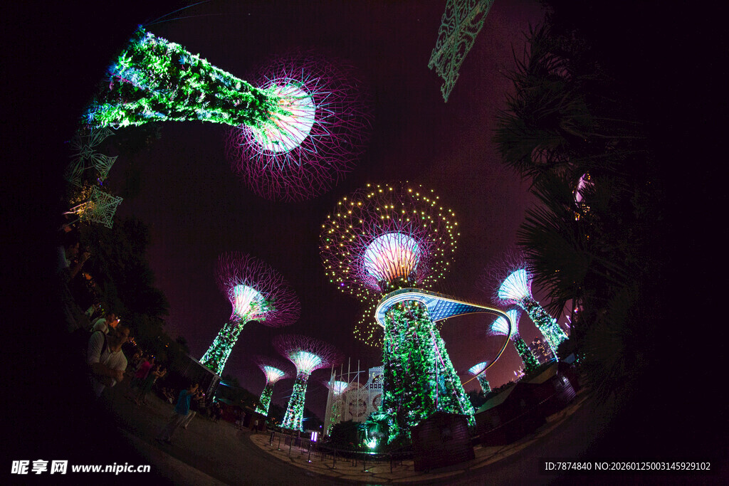 梦幻夜间灯光艺术景观