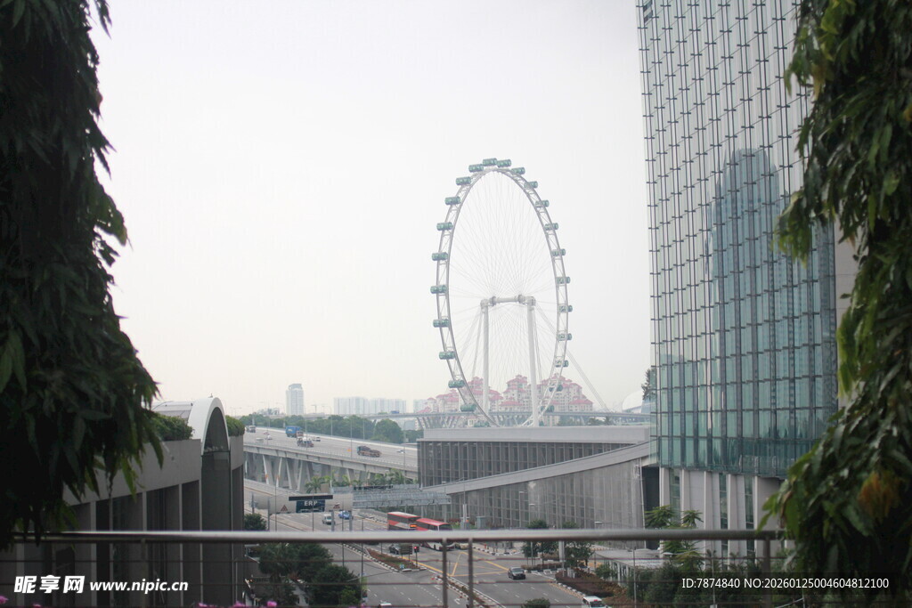 城市中的摩天轮景观