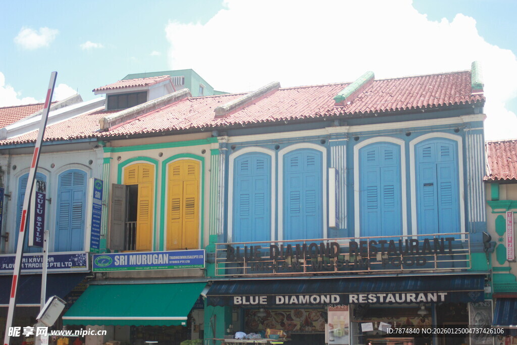 多彩南洋风格街边建筑