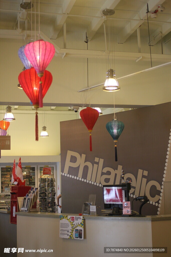 室内悬挂中式灯笼装饰场景