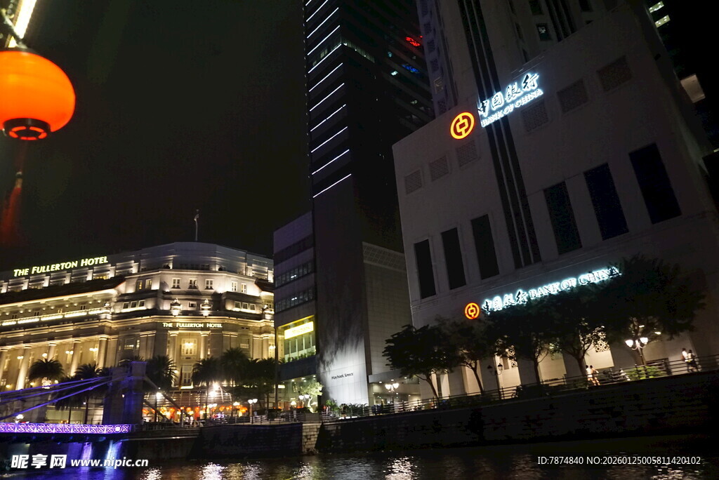 新加坡城市夜景河畔风光