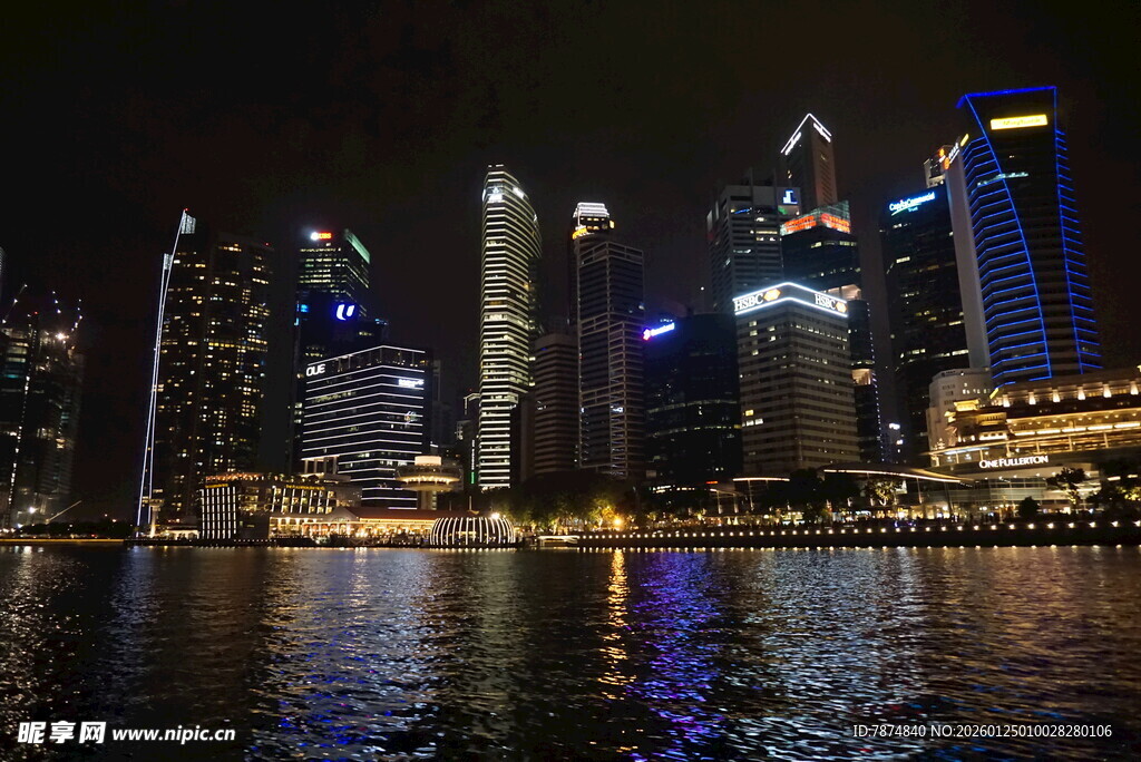 新加坡璀璨夜景城市风光