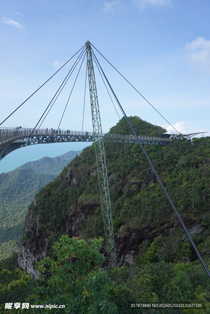 高山悬索桥俯瞰壮丽景观