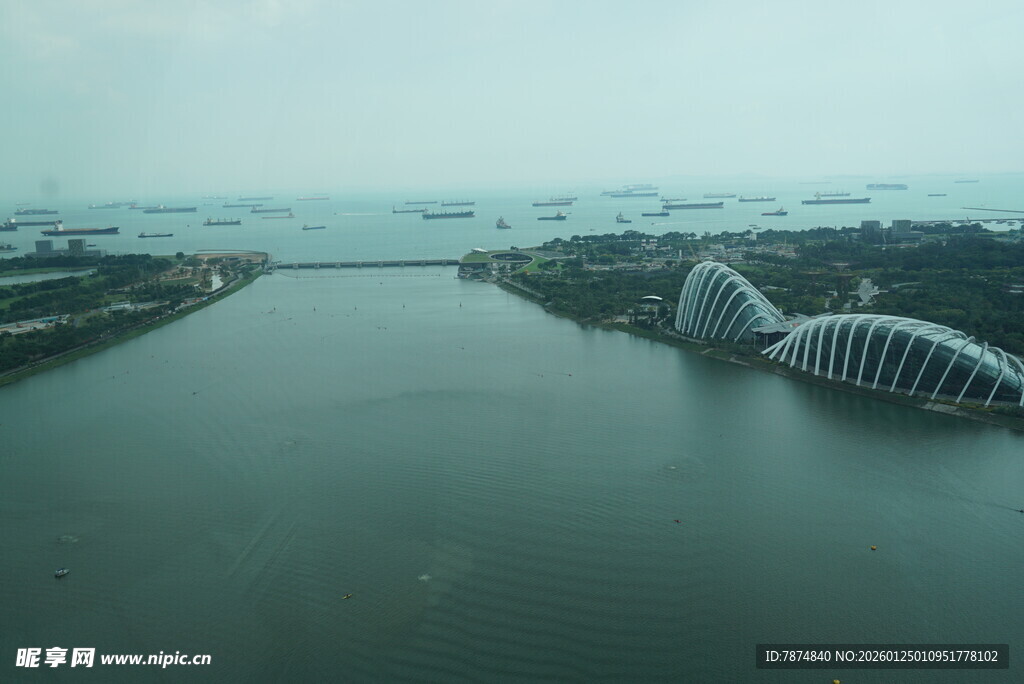 新加坡滨海湾景观鸟瞰
