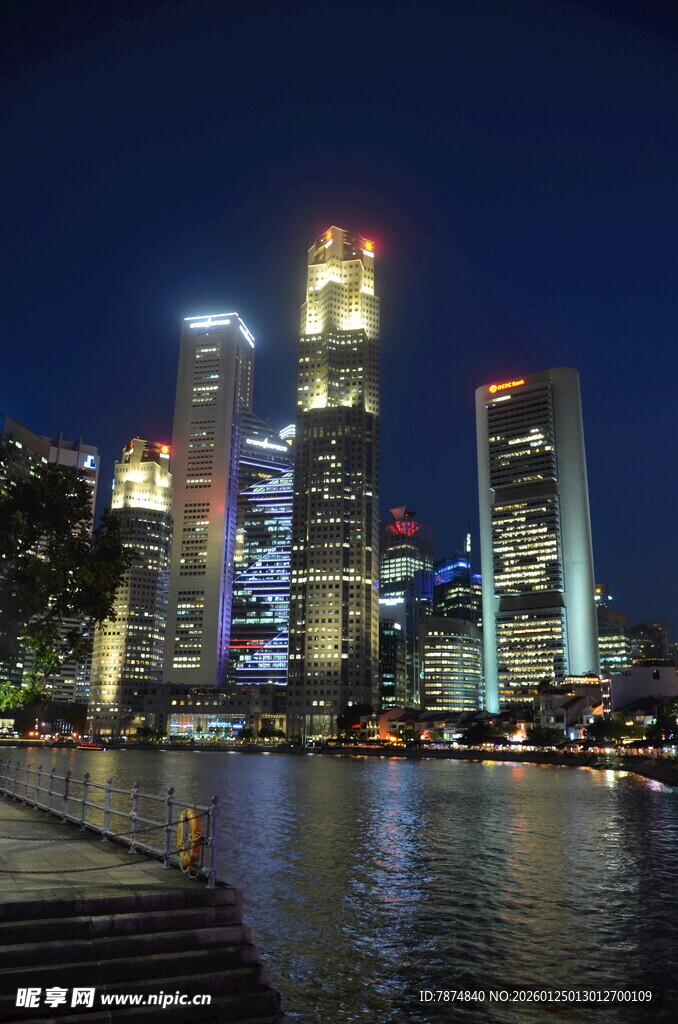 新加坡城市夜景河畔风光