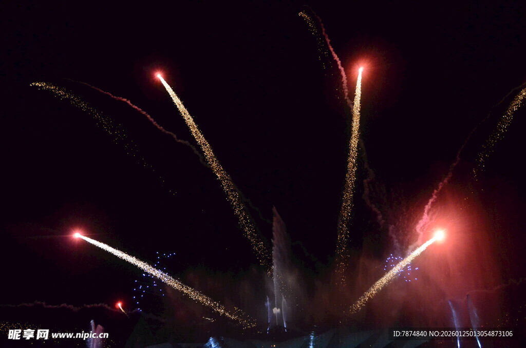 夜空中绚烂的烟花绽放