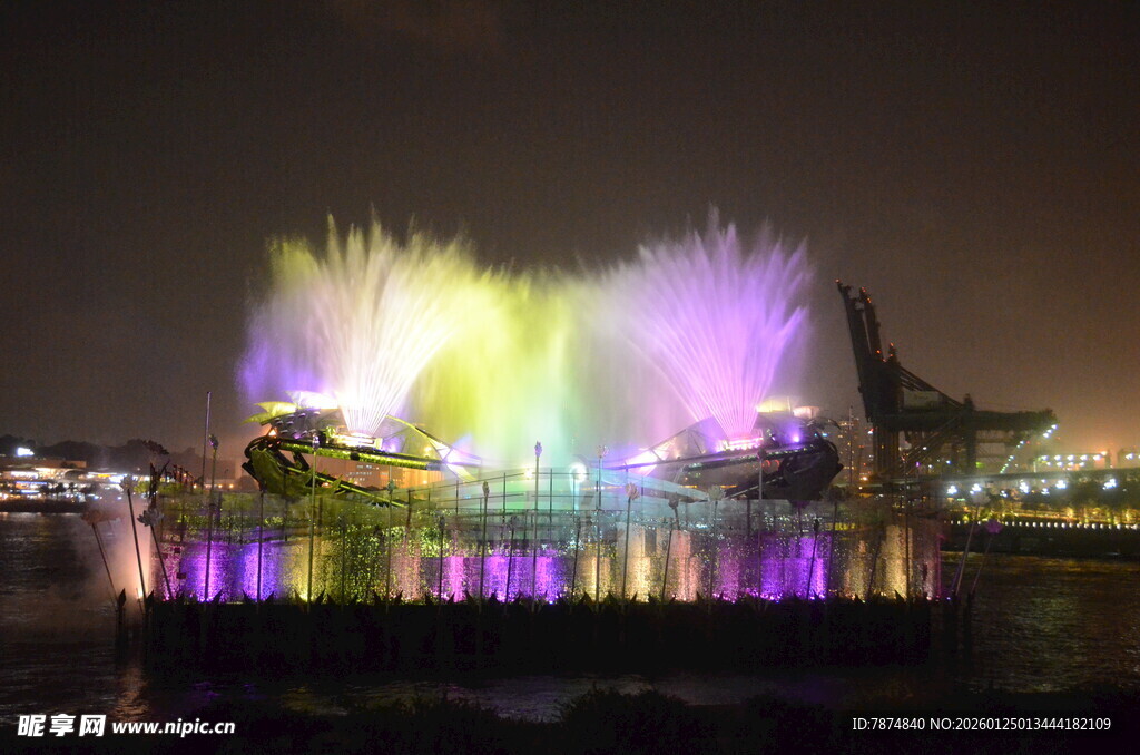 梦幻夜景喷泉灯光秀