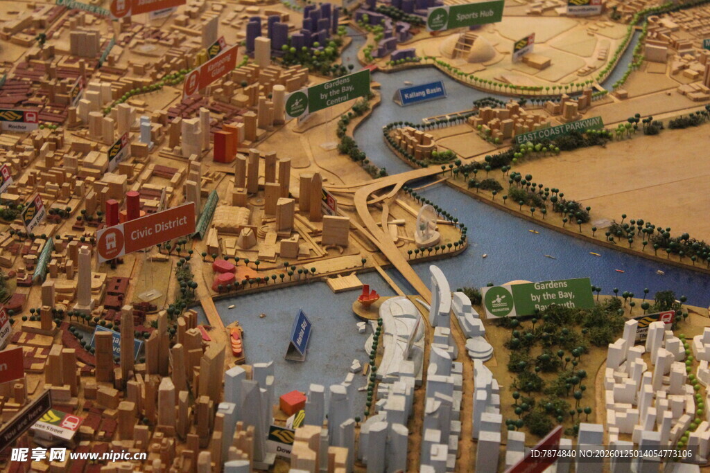 城市河流景观俯瞰图