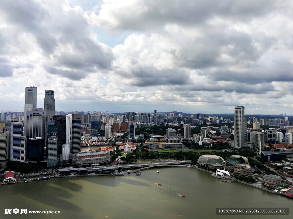 新加坡城市天际线俯瞰图