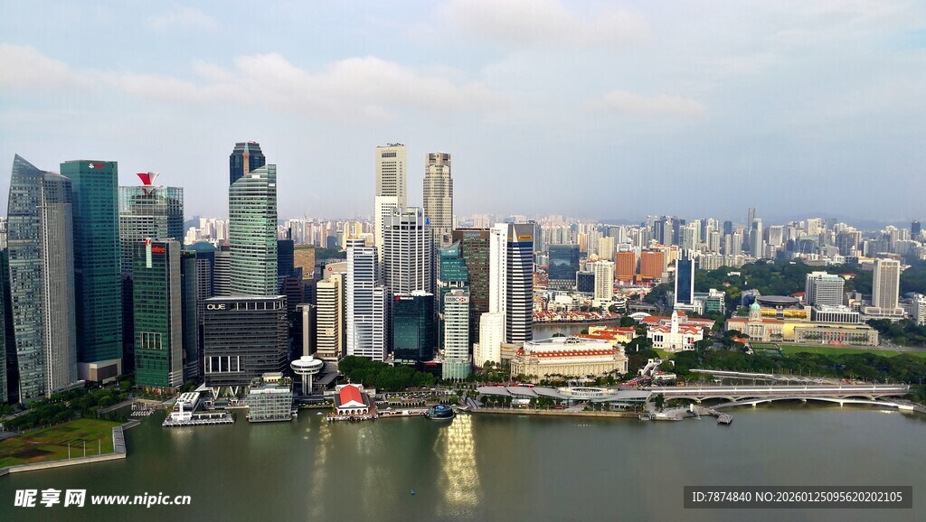 新加坡城市天际线俯瞰图