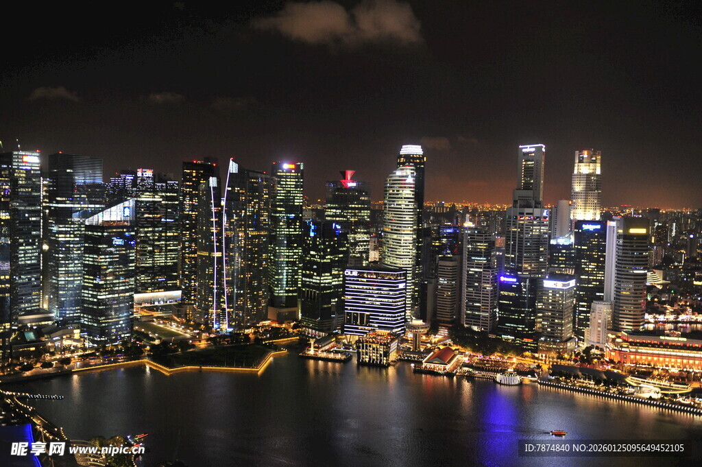 新加坡璀璨夜景城市风光