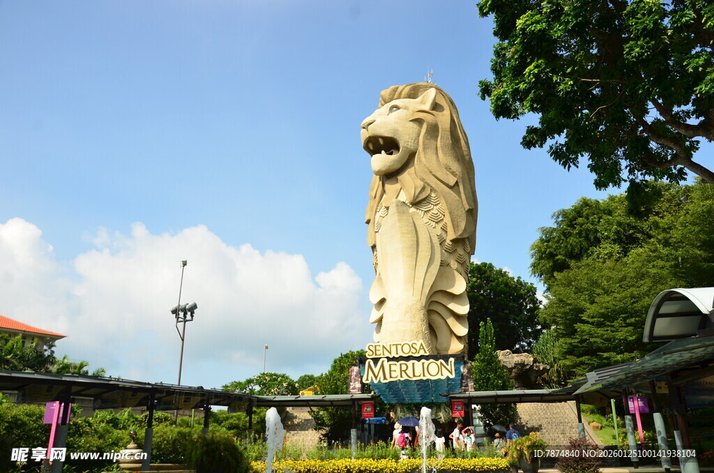 新加坡鱼尾狮雕像景观