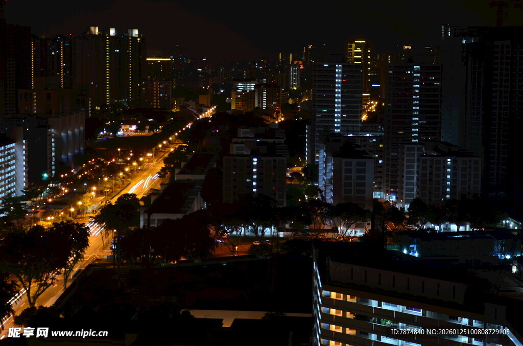 城市夜景俯瞰图