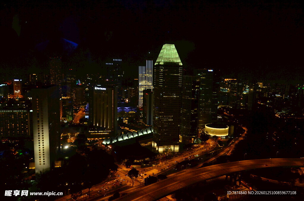 城市璀璨夜景俯瞰图