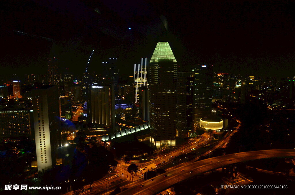 城市璀璨夜景俯瞰图