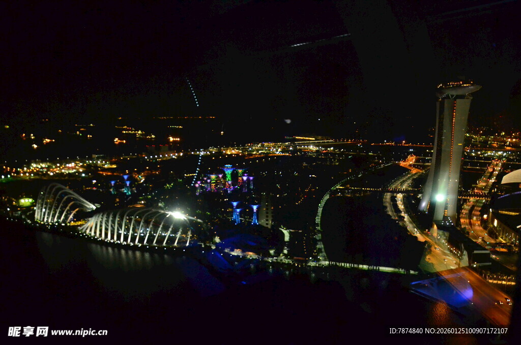 城市璀璨夜景俯瞰图