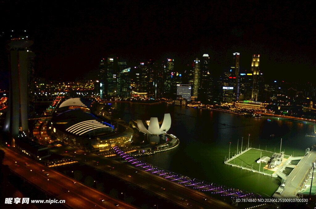 新加坡夜景璀璨城市风光