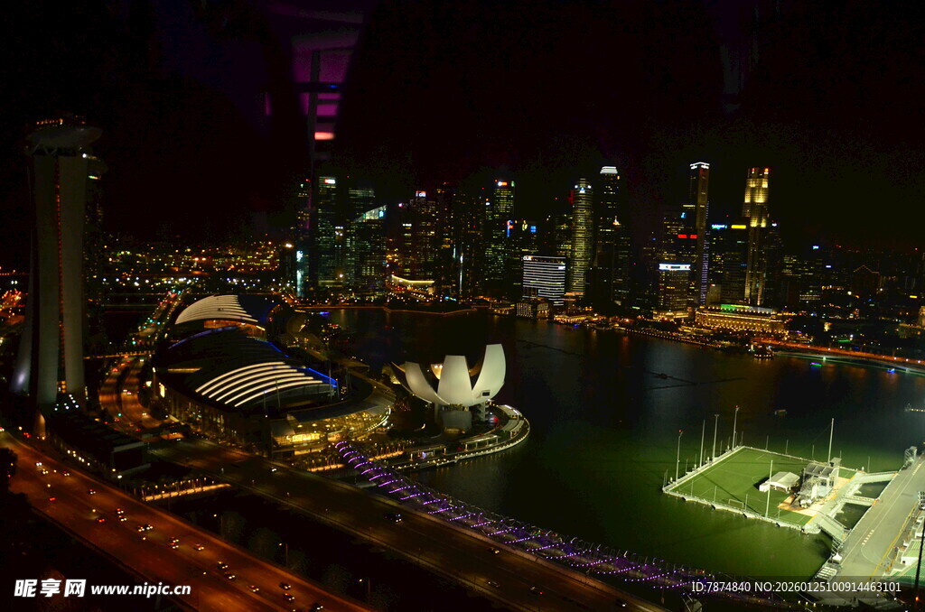 新加坡城市璀璨夜景风光