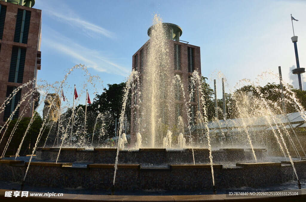 城市中的喷泉景观