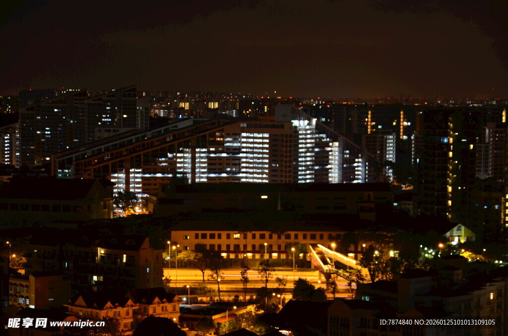 城市璀璨夜景俯瞰图