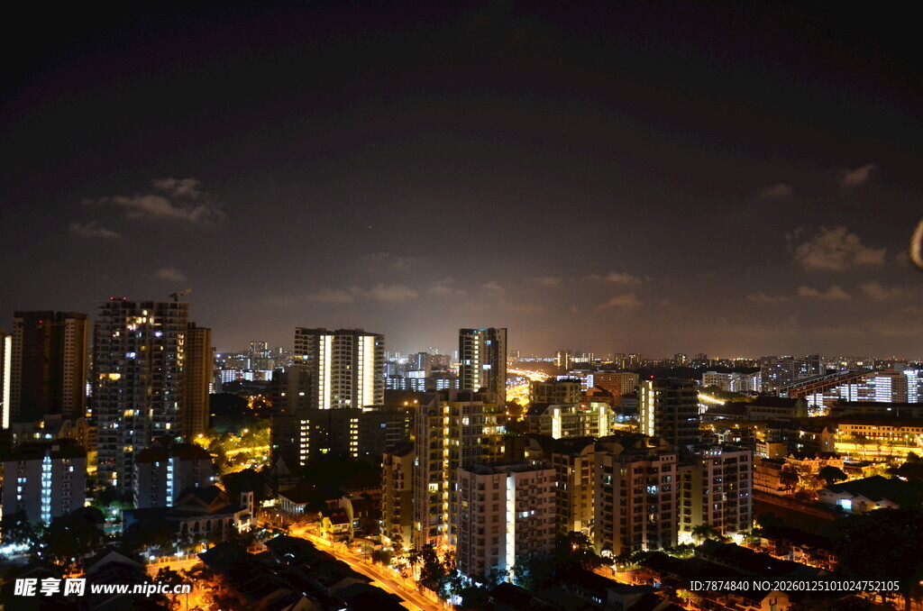 城市璀璨夜景俯瞰图