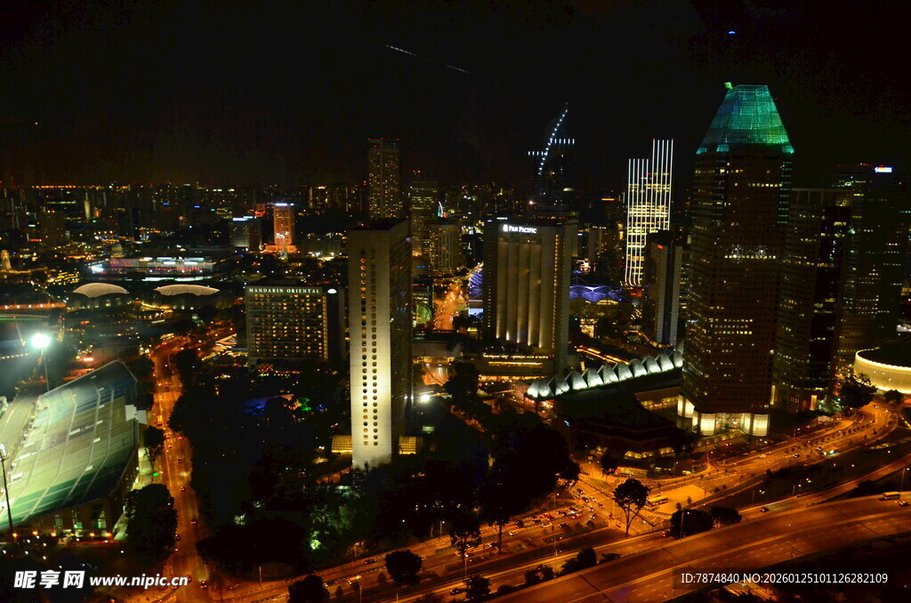 城市璀璨夜景俯瞰图