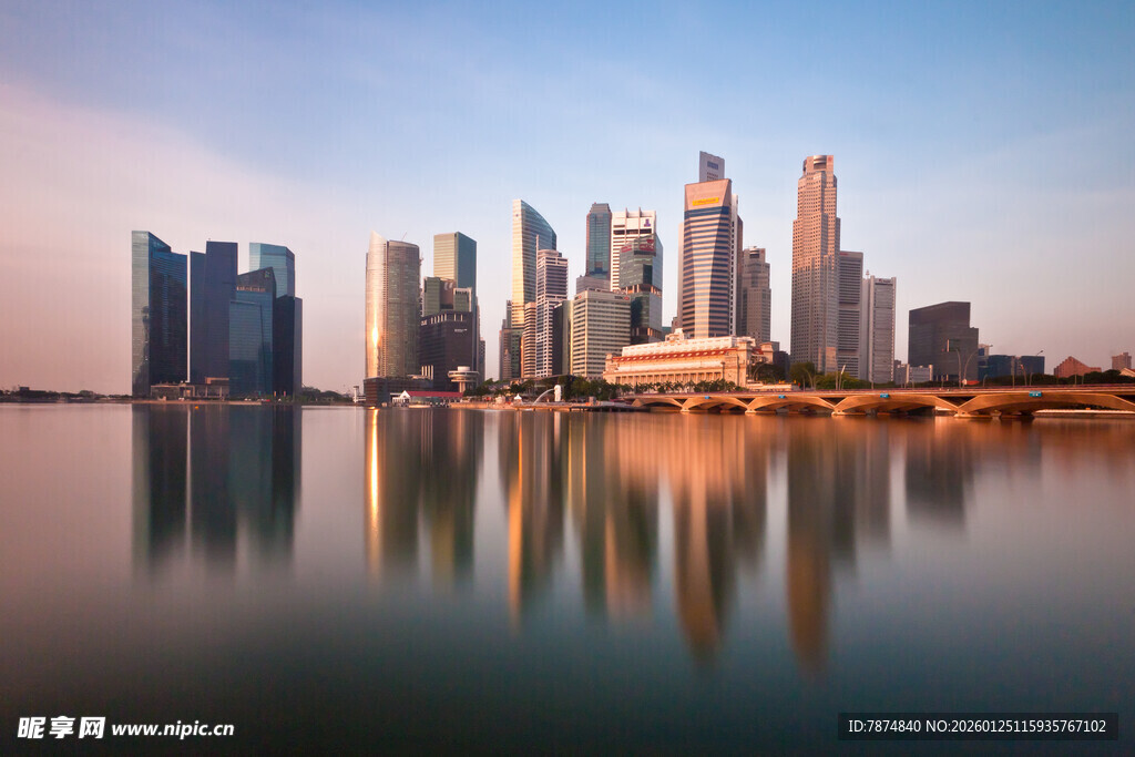 新加坡城市天际线美丽景观