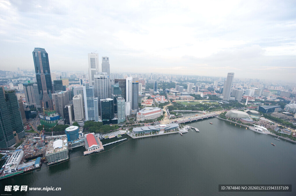 新加坡城市天际线俯瞰图