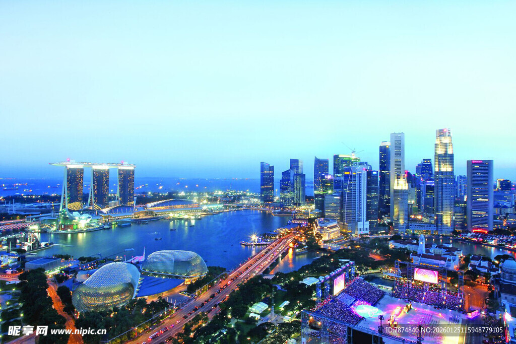 城市璀璨夜景俯瞰图