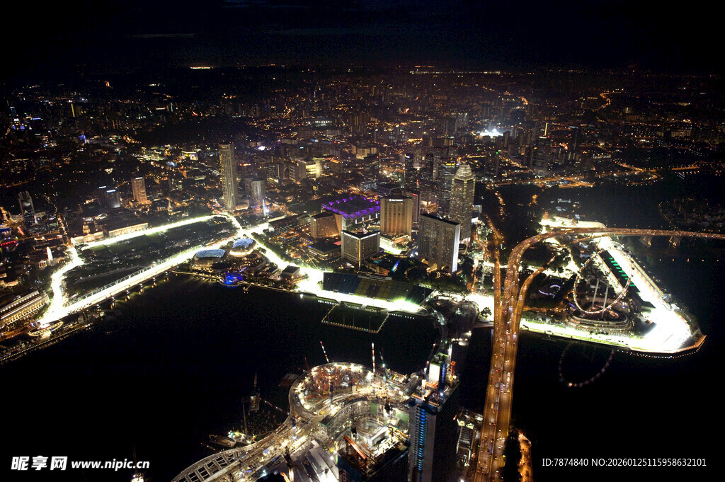 城市璀璨夜景俯瞰图