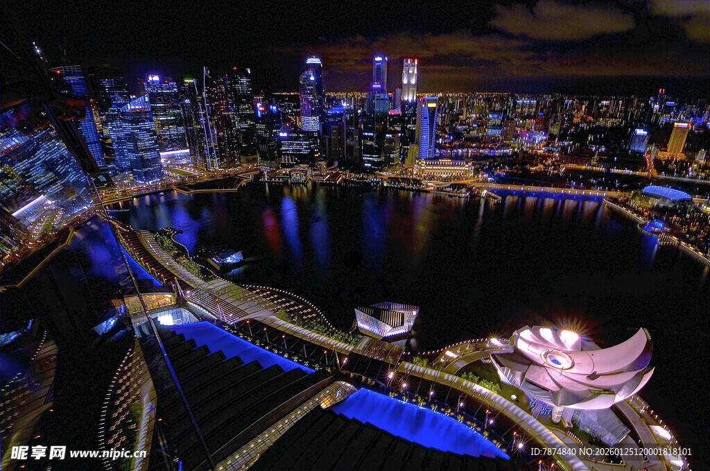 新加坡璀璨夜景俯瞰图