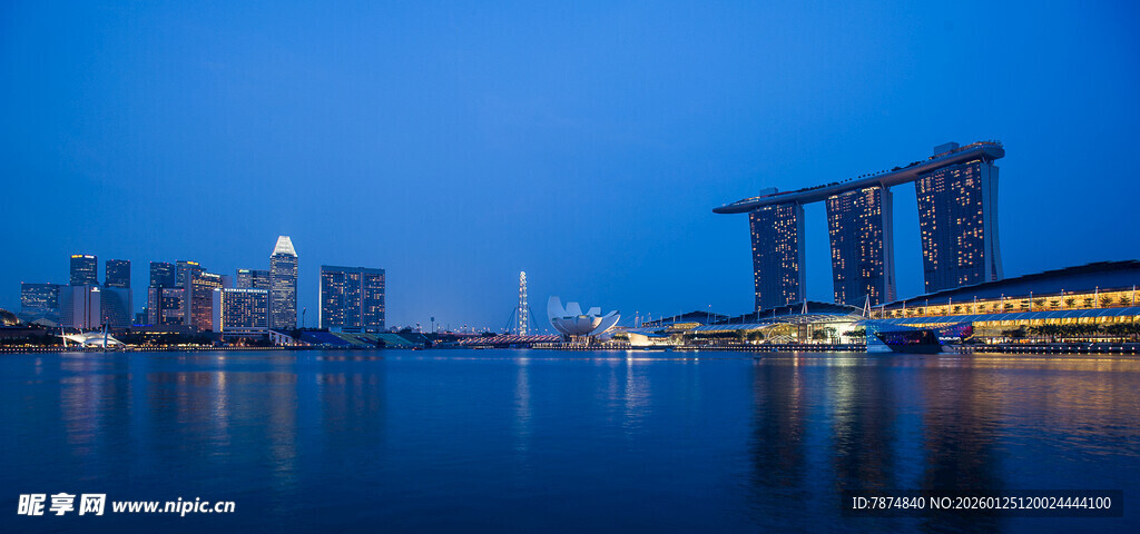新加坡滨海湾美丽夜景