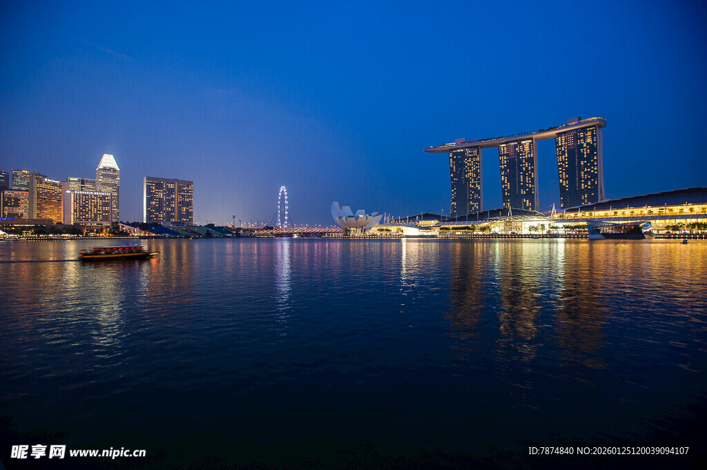 新加坡滨海湾美丽夜景
