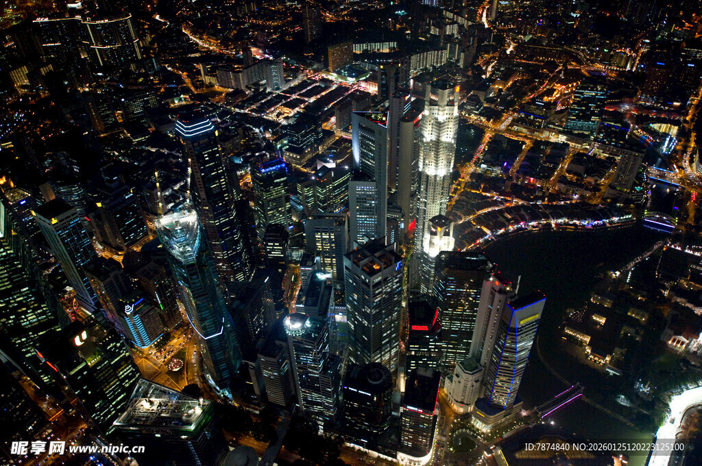 城市璀璨夜景俯瞰图