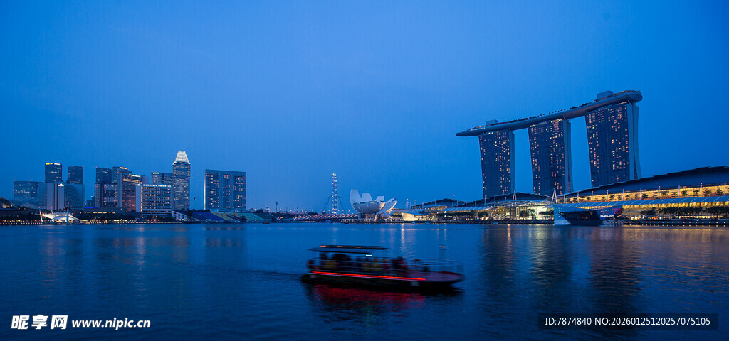 新加坡滨海湾美丽夜景