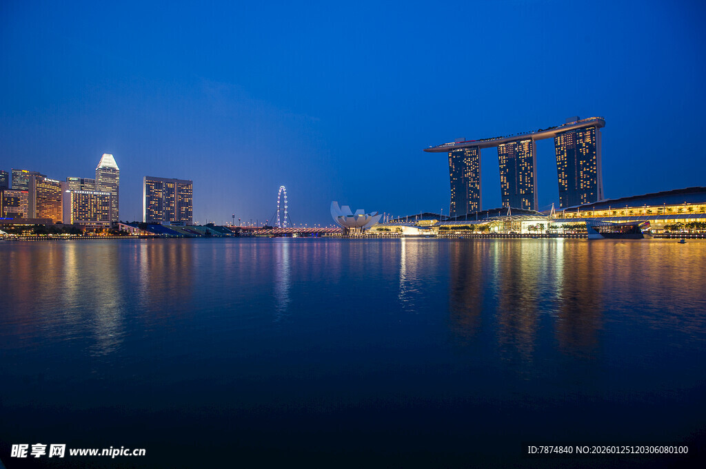 新加坡滨海湾夜景风光