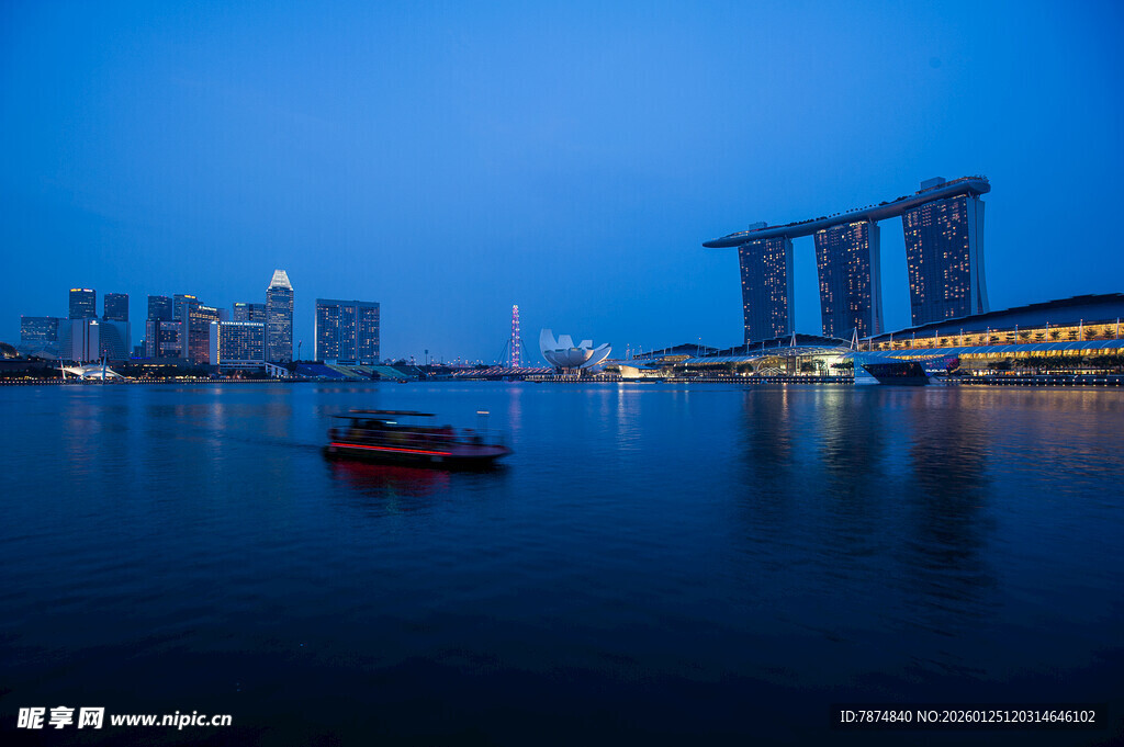 新加坡滨海湾美丽夜景