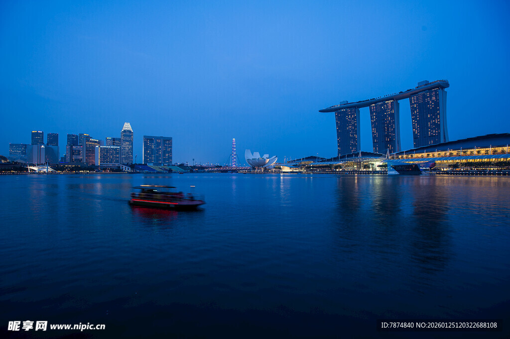 新加坡滨海湾夜景风光
