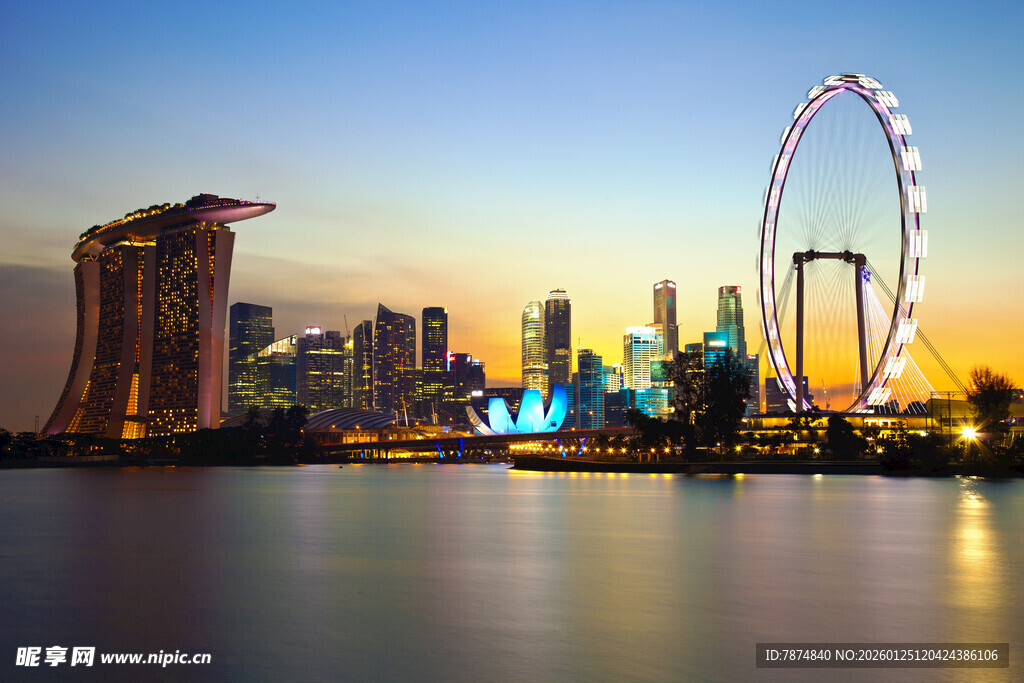 新加坡城市天际线美丽景观