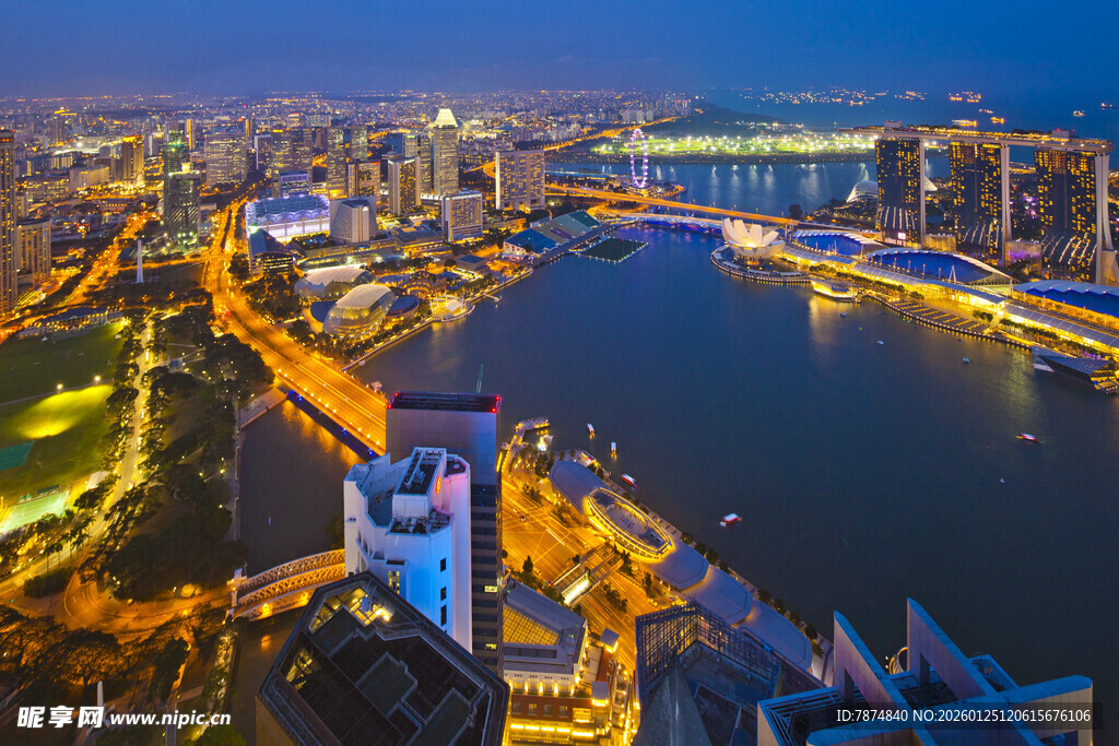 城市河畔璀璨夜景 新加坡