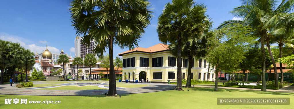 新加坡热带风情的美丽建筑景观
