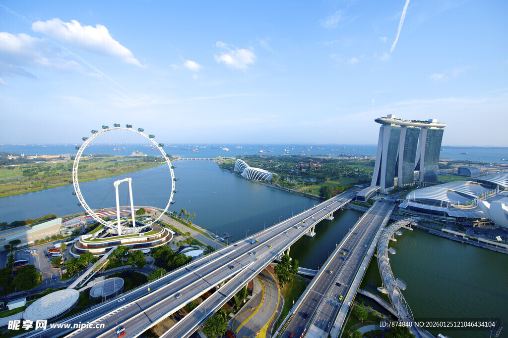 新加坡城市景观俯瞰图