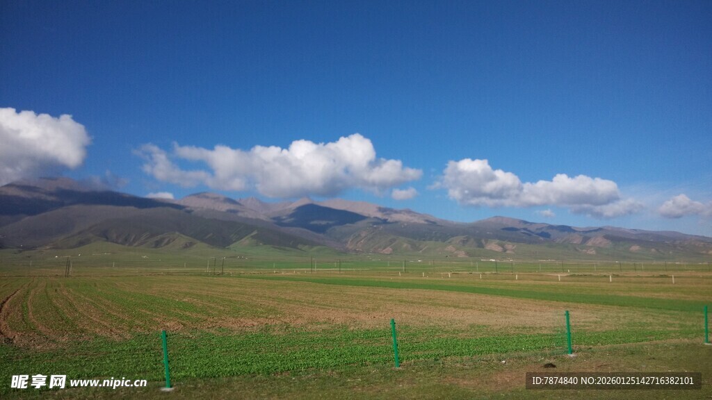 辽阔草原与远处山峦美景
