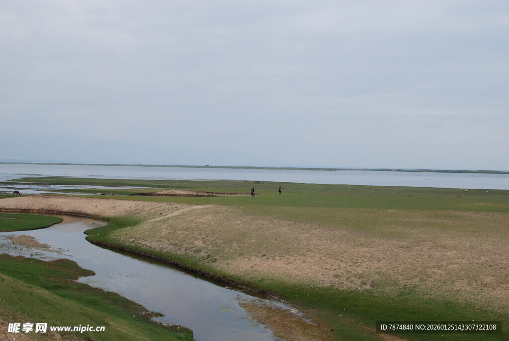 广袤湿地中的蜿蜒小河