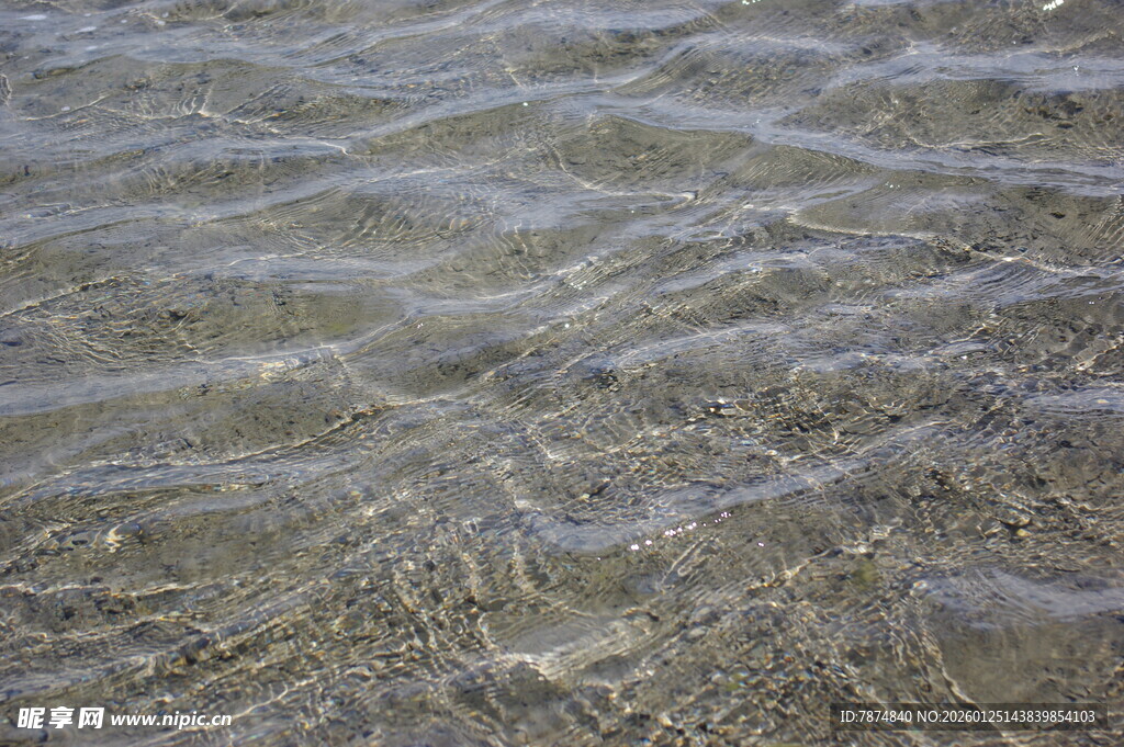 清澈水波纹理特写