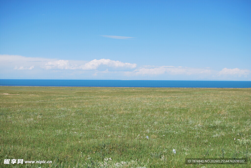 广袤草原与蓝天相接