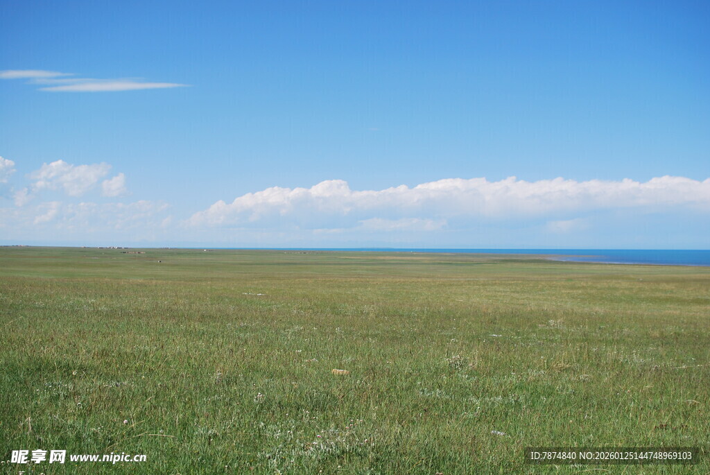广袤草原与蓝天相接