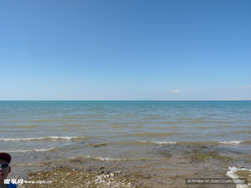 海边孩童赏景画面