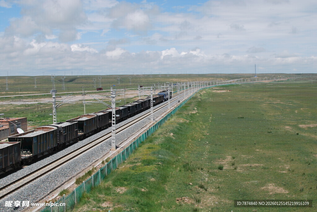 草原上的铁路列车