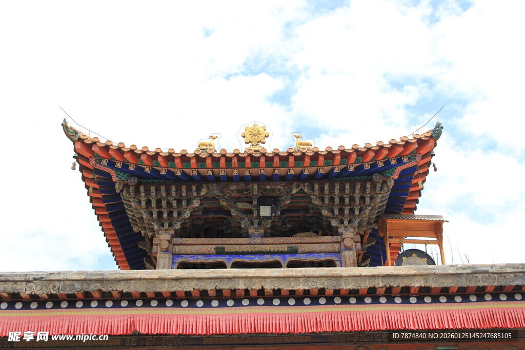 中式古建筑屋顶特写